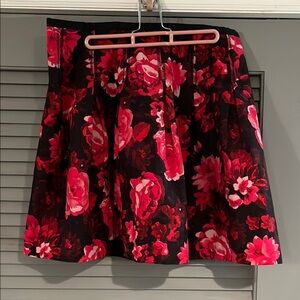 Floral Black and Red Women's Skirt